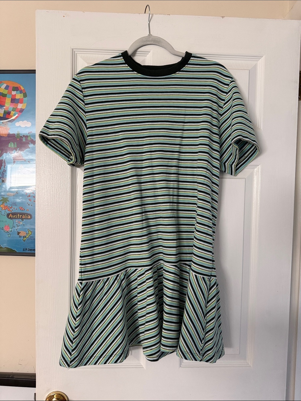 Worn once American Eagle Outfitters Mint, Black & White Striped t-shirt dress